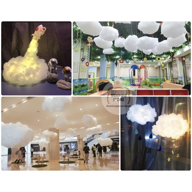 White Fluffy Cloud Decor for Wedding Christmas DIY Hanging Props Home Wall Decoration