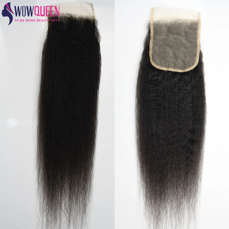 Kinky Straight Human Hair Lace Front Undetectable Invisible 4x4 Transparent Lace Closure Yaki Straight Hair Closure Only human hair extensions human hair closure human hair lace product human hair frontal