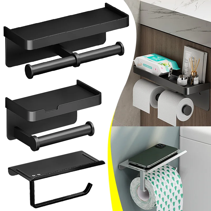 Toilet Paper Holder Aluminum Alloy Toilet Paper Holder Kitchen Towel Placement Of Seasoning Bottles Holder Bathroom Wall Roll Of Paper Storage
