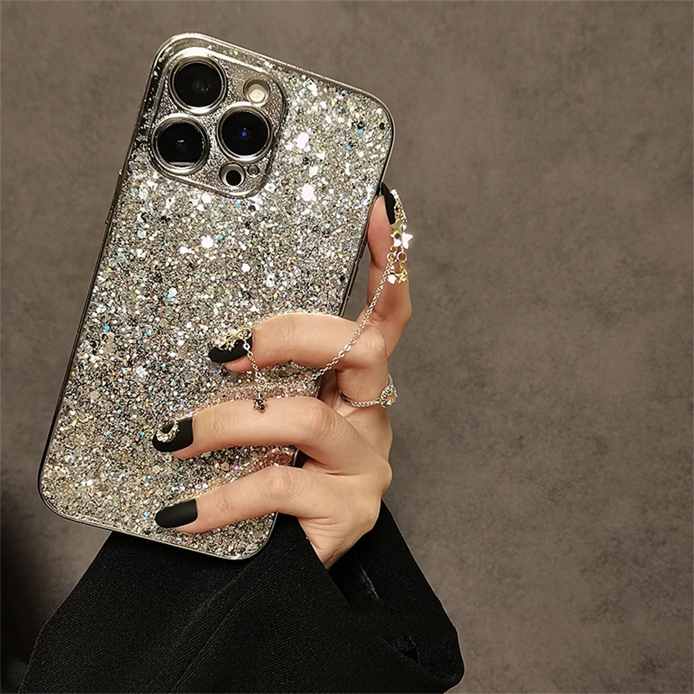 Glitter Bling Crystal Rhinestone Phone Case Anti-Drop Soft Cover For iPhone 16 15 Pro Max 13 12 11 14 Lady phone case,iphone case