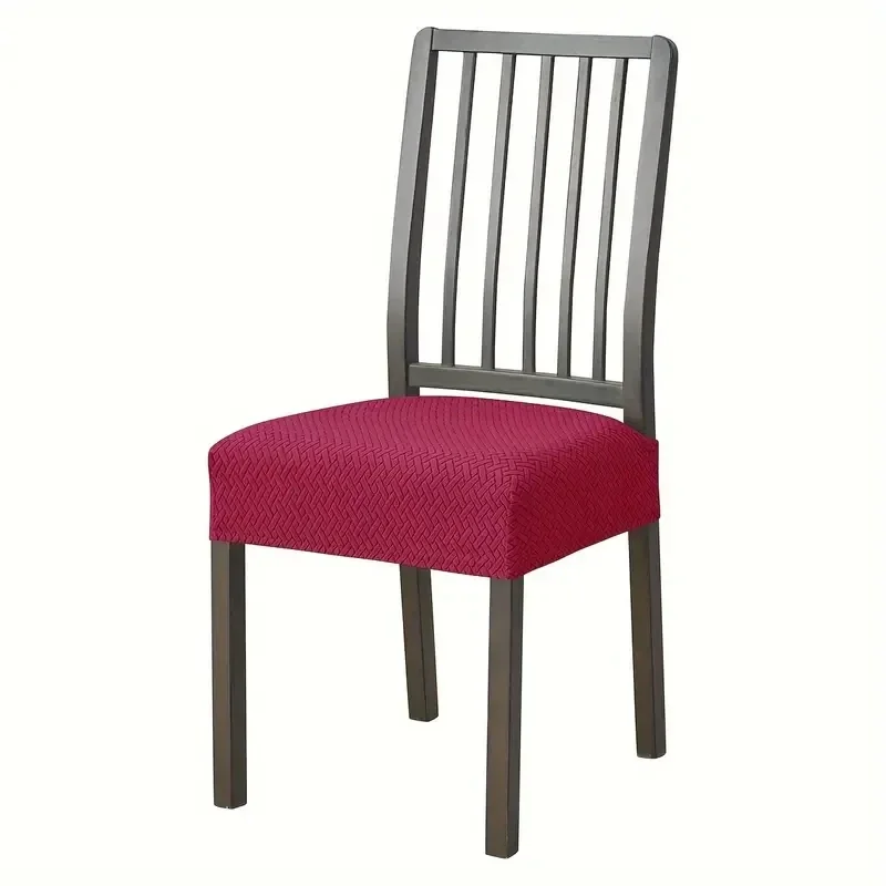 Stretch Jacquard Dining Chair Seat Cover - Solid Color, Removable & Anti-Dust