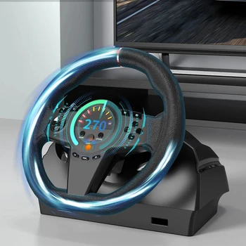 HS-GT001 270 °   Gioco Racing Wheel Gaming Simracing Car Pedal Controller di vibrazione Volante da corsa per PC/Switch/Xbox