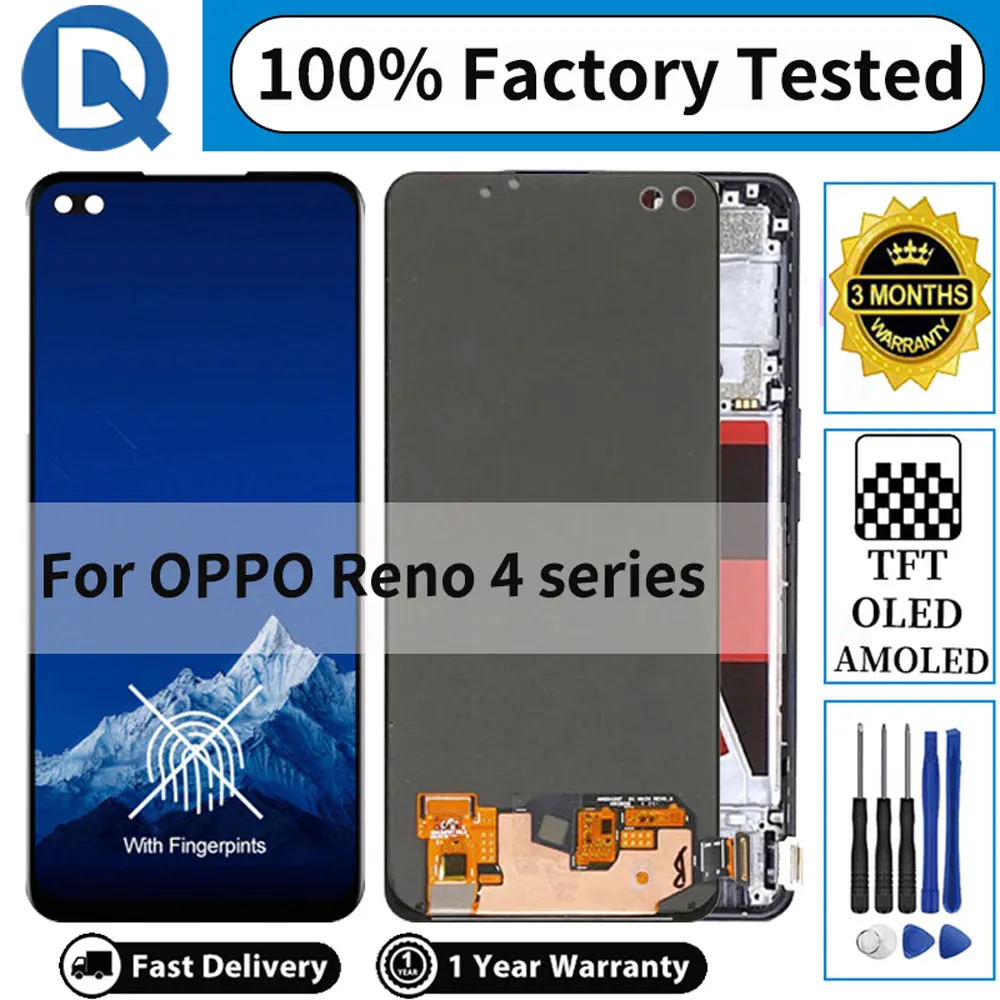 

Factory Well Tested Display for OPPO Reno 4, Reno 4 Pro, Reno 4 SE,Display Touch Digitizer Assembly Replacement Screen