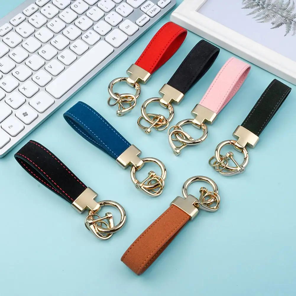 Zafolia Genuine Leather Keychain for Car Home Key Ring Strap Holder Lanyard  Women Men (2 Black and Brown) at  Men's Clothing store