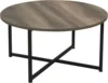 Jamestown Round Coffee Table Ashwood Rustic Wood Grain and Black Metal 31.5 x 31.5, Taupe 1