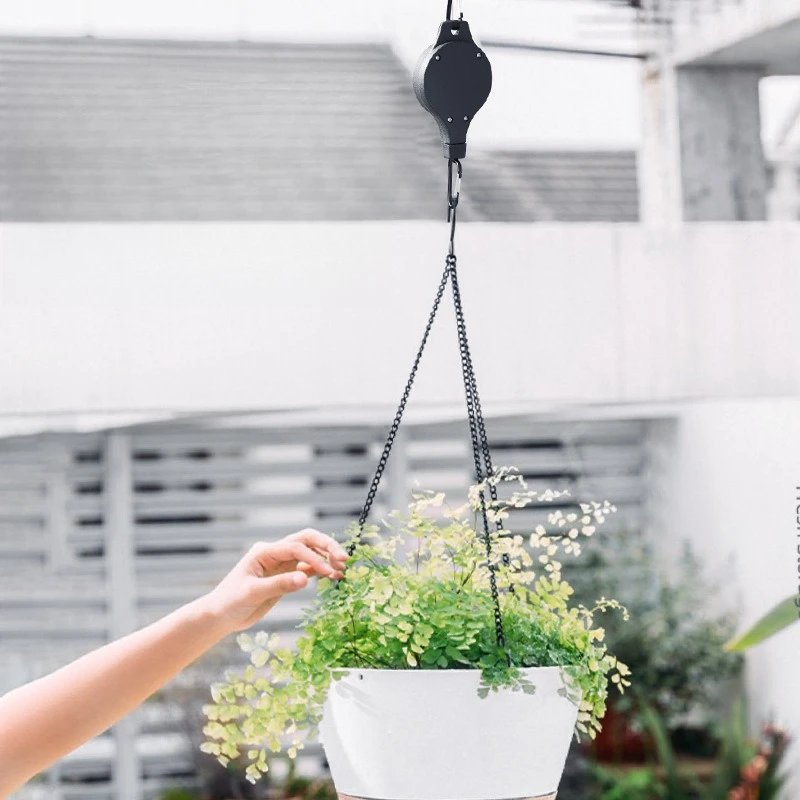 Retractable Plant Hanger with Easy Reach for Bird Cages, Feeders, and Planters