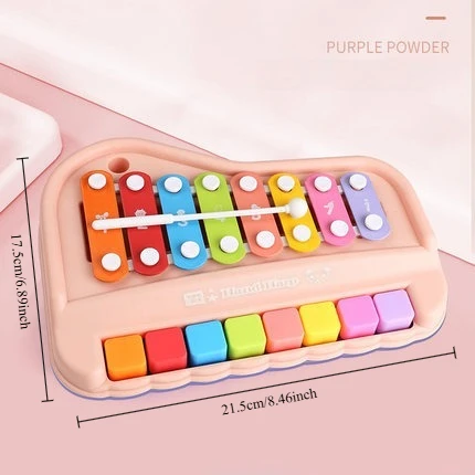 פסנתר Xylophone 8-Note 2 ב-1 צעצוע מוסיקלי חינוכי מוקדם עם מקלות לתינוקות ופעוטות כלי למידה מונטסורי לבנות