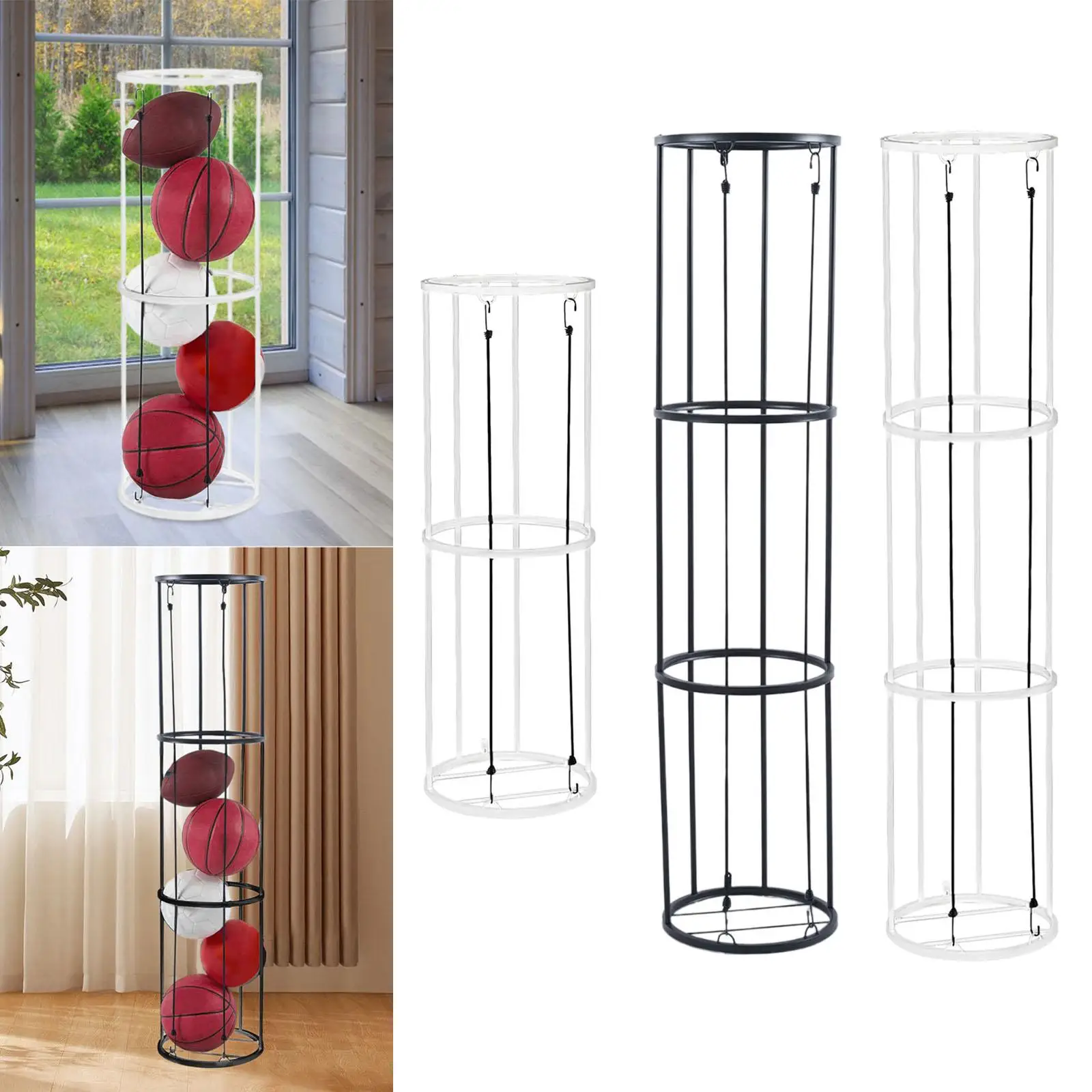 Vertical Ball Rack Toys Storage Stand Metal Basketball Storage Shelf Ball Rack for Garage Gyms Home School Kids Room