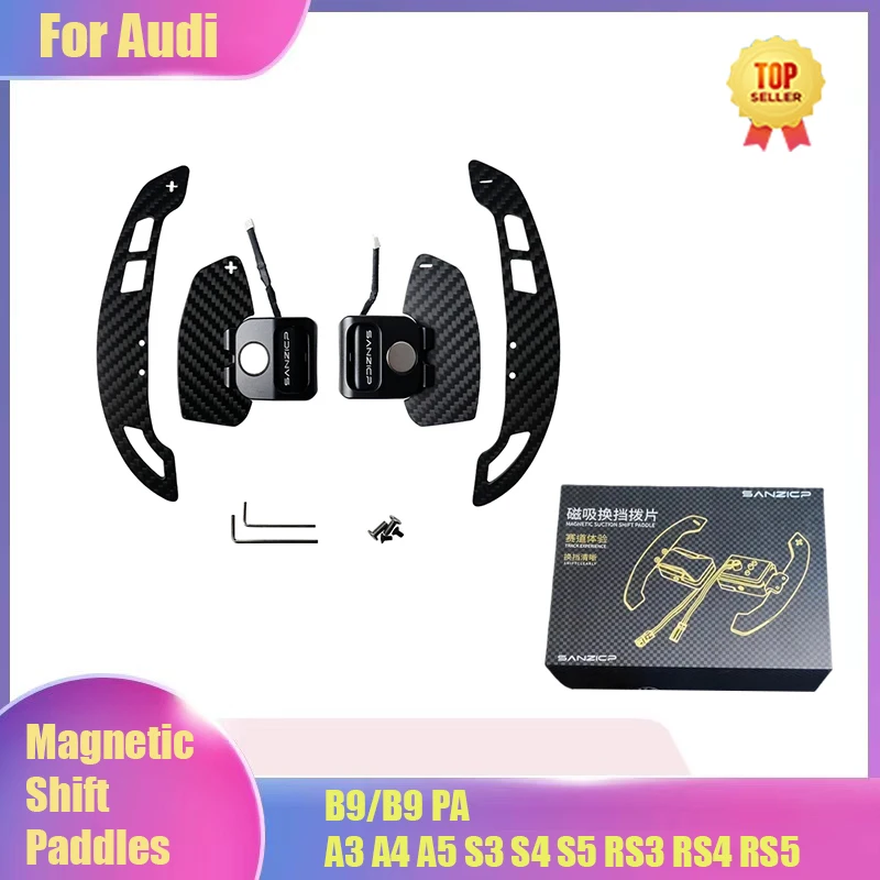 For Audi B9/B9 PA A3 A4 A5 S3 S4 S5 RS3 RS4 RS5 Steering Wheel Shift Paddle Carbon Fiber Magnetic Shifter Paddle Car Dial Shift