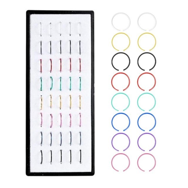 Straight Nose Stud Curved Pack Crystal Nose Ring Set Stud Lot Nariz Nase Pircing Nose Ring Set Bend Piercing Non-Pack