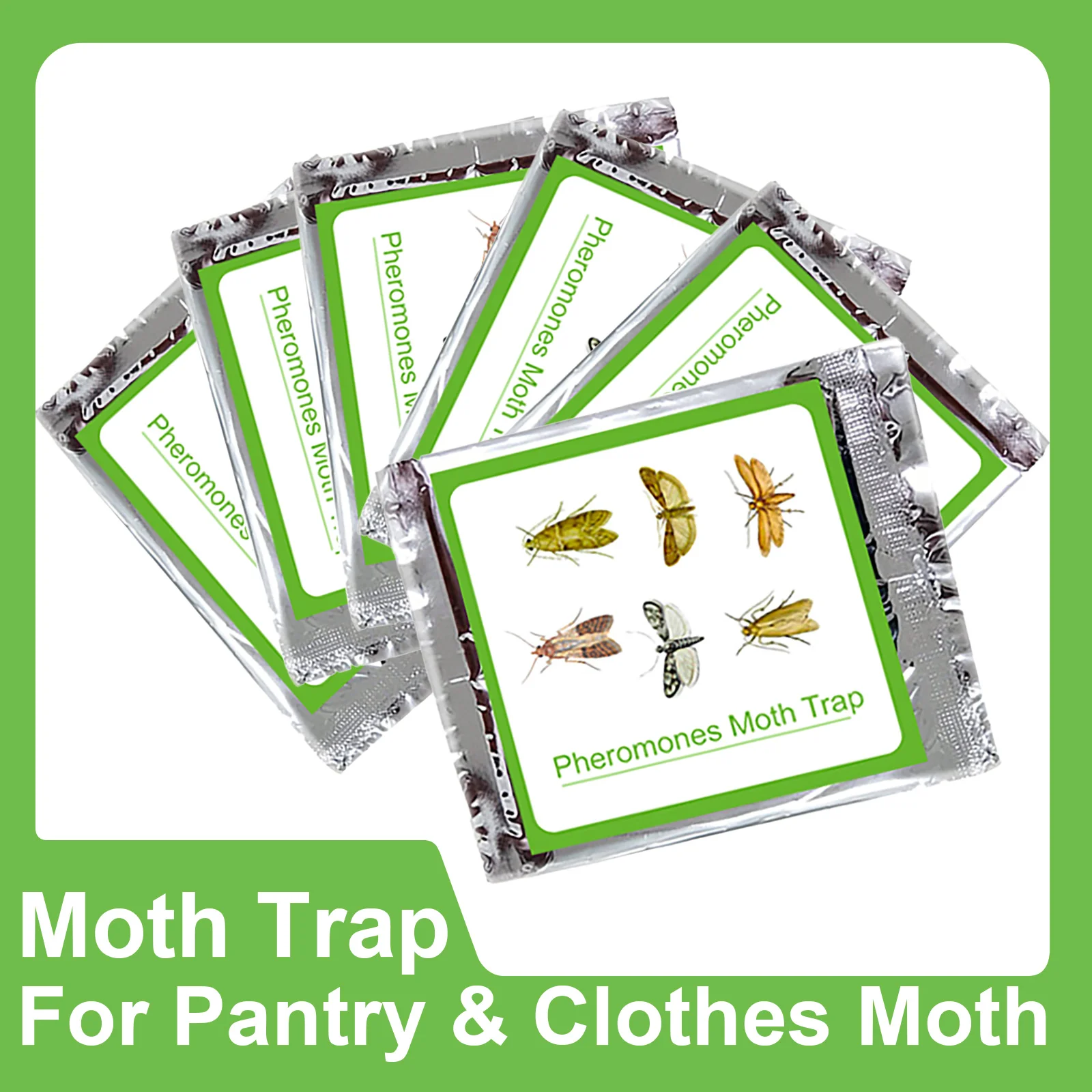 6/12/50PCS Clothes Pantry Food Moth Trap Pheromone Killer Paste Sticky Glue Trap Pest Reject Fly Moth Family Factory Restaurant