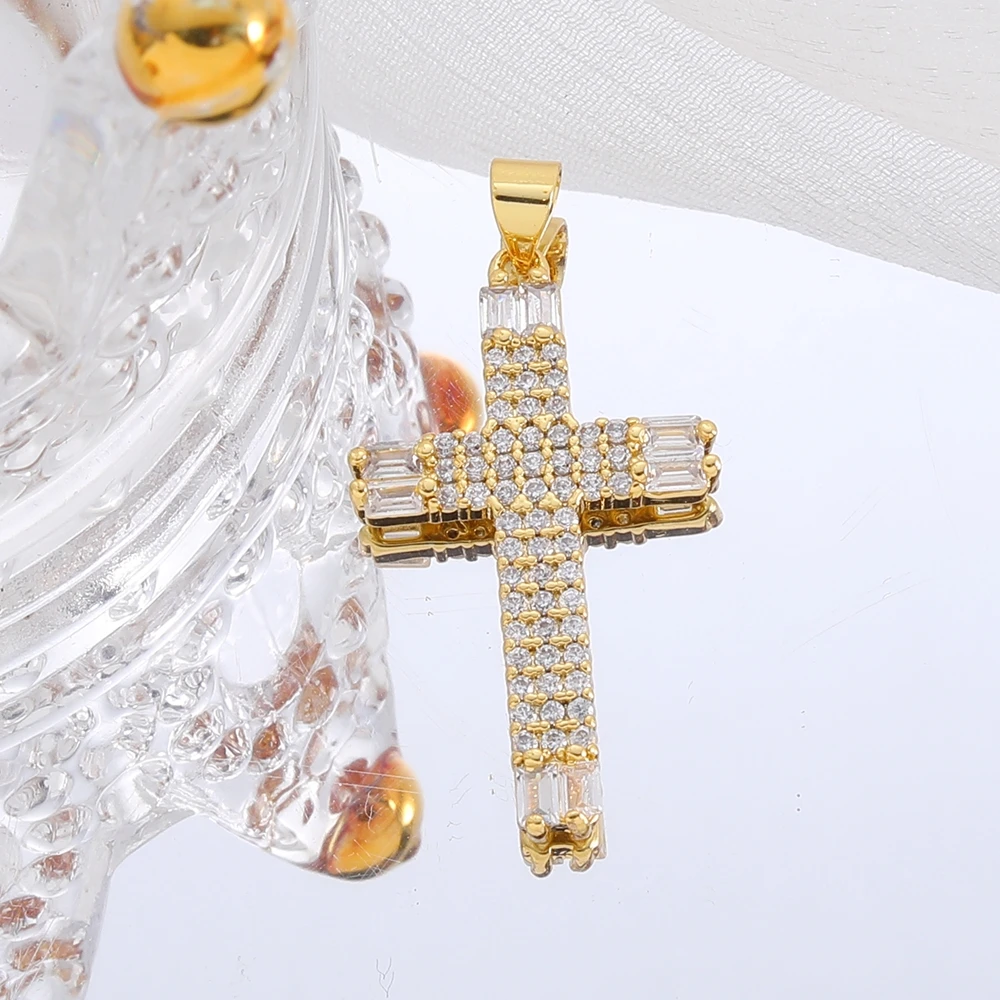 Juya 18K echtes Gold vergoldet Micro Pave Zirkon handgemachte katholische christliche Kreuze Charms für DIY religiöse Rosenkranz Schmuckherstellung – Detail 26