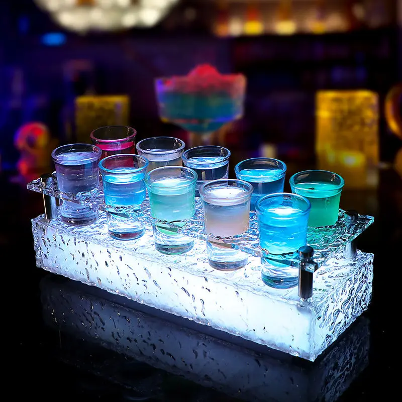 Naxilai 1pcs Acrylic Lighted Wine Glass Stand KTV cocktail holder LED lights Creative Wine Display Rack