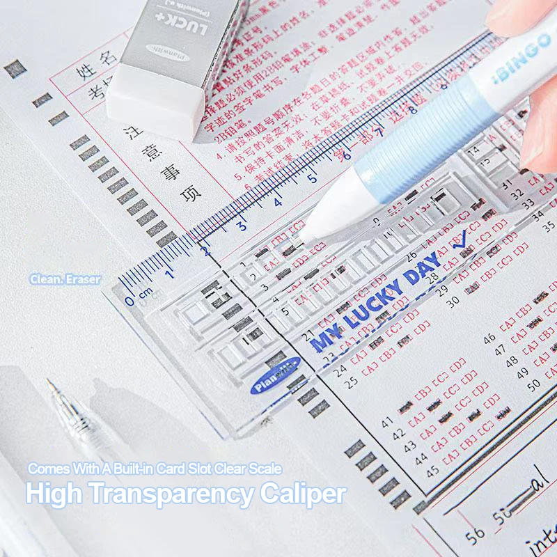 1Set Exam Set Press Neutral Pen 2B Automatic Pencil Rubber Ruler Six Stationery Items for Students 2
