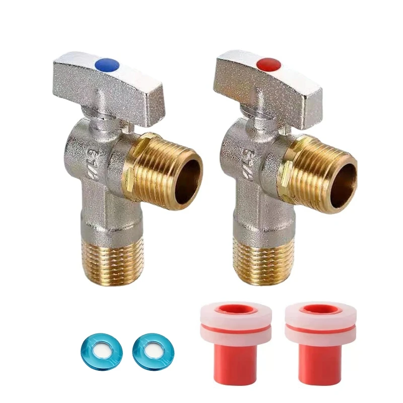 2 Pcs G1/2 Water Shut Off Valve with Handle Universal Water Flow