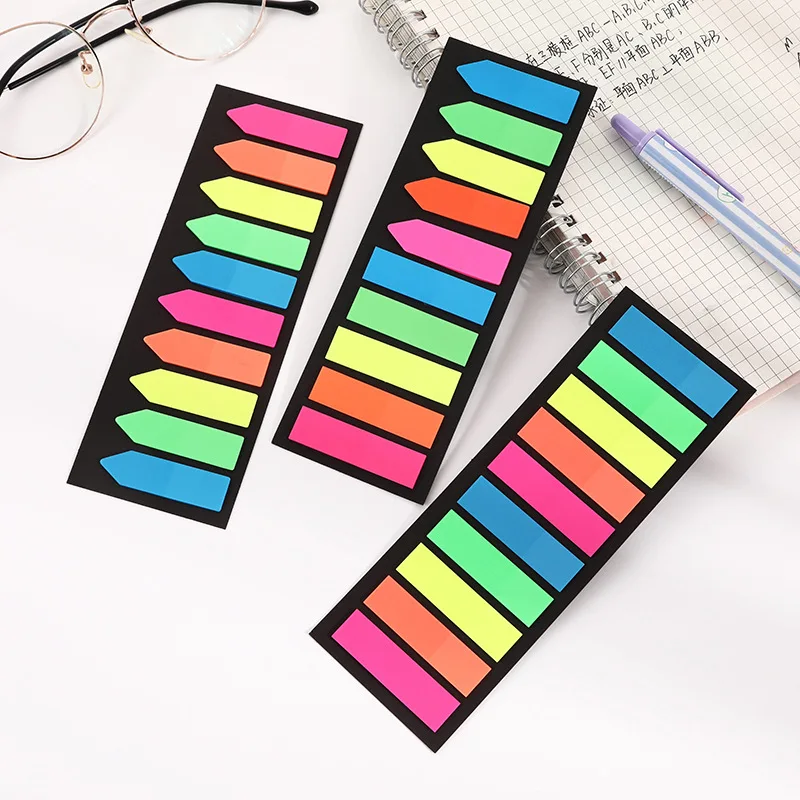 

200Sheets Sticky Notes Self-Adhesive Tab Posted It Transparent Kawaii Clear Bookmarkers Annotation Books Page Marker Stationery