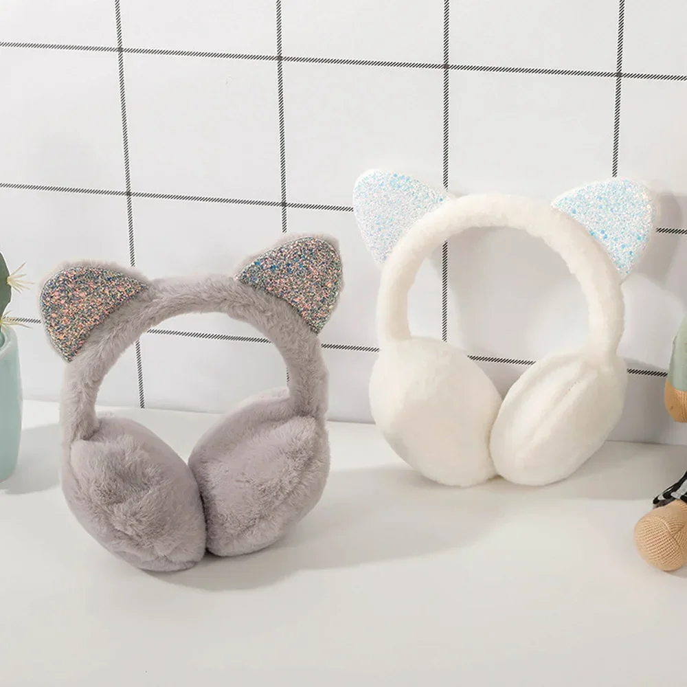 Cat Ears Earmuffs Winter Warm Soft Plush Earflaps Outdoor Cold Protection