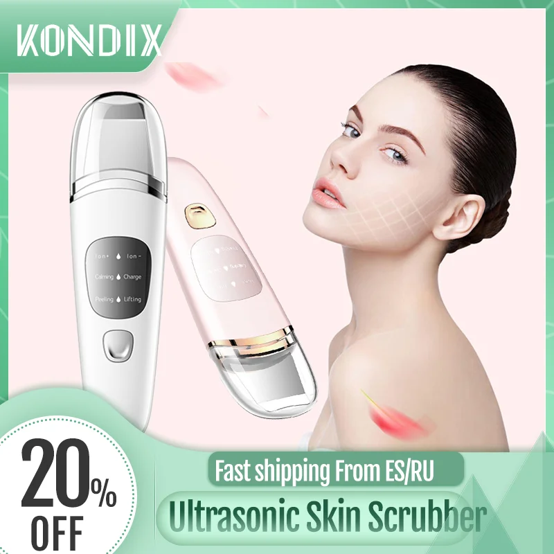 Ultrasonic Skin Scrubber Deep Facial Cleanser Acne Blackhead Remover Peeling Cavitation Beauty Instrument
