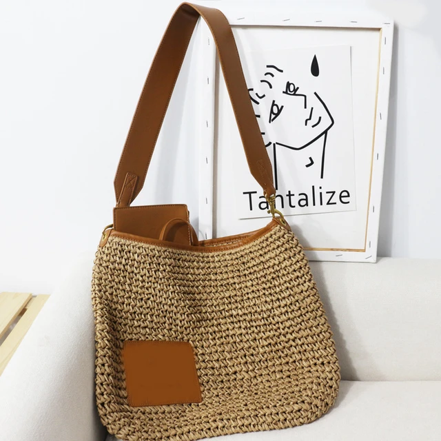 Bolso de paja tejido bohemio para mujer, bolsa de rafia tejida para de diseñador, de lujo, para verano, 2022 _ - AliExpress Mobile