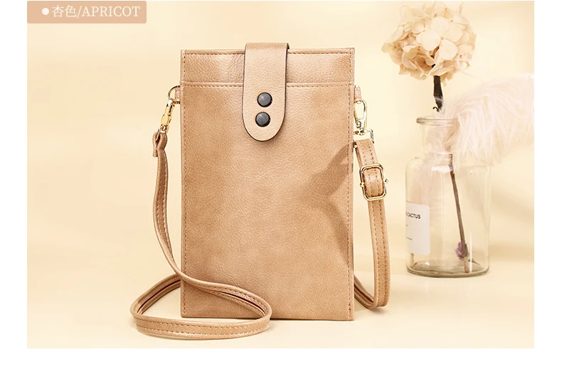 Women's Minimalist Messenger Bag Soft PU Leather Shoulder Wallet Ladies Crossbody Mobile Phone Purse Female Card Holder