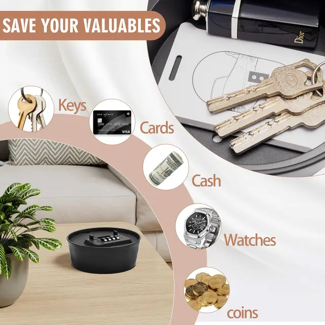Hidden Key Box with Combination Lock Hidden Safe Small Storage Lockable Box with Code Outdoor Secret Items for Decor Flowerpot 3