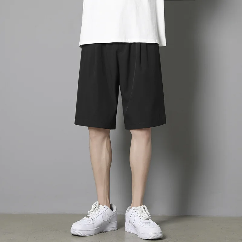 

Summer Men Shorts Solid Ice Silk Shorts for Men Casual Shorts Gym Running Short Pants Loose Beach Sweatshorts 2022