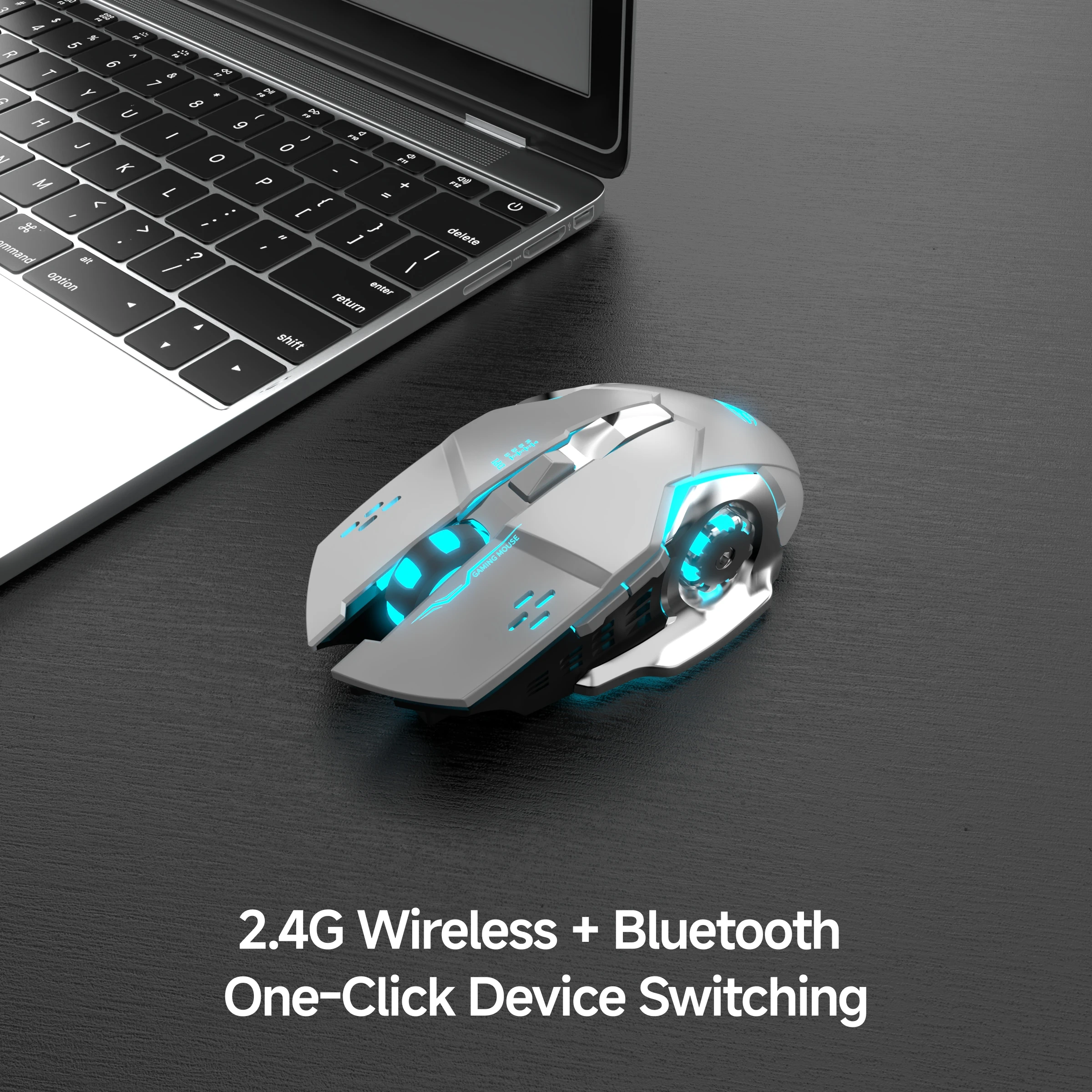 EWEADN G306 Gaming Mouse, Silent, Wireless Bluetooth, for Gaming & Office, Ergonomic, Comfortable Grip, for PC, Laptop, eSports