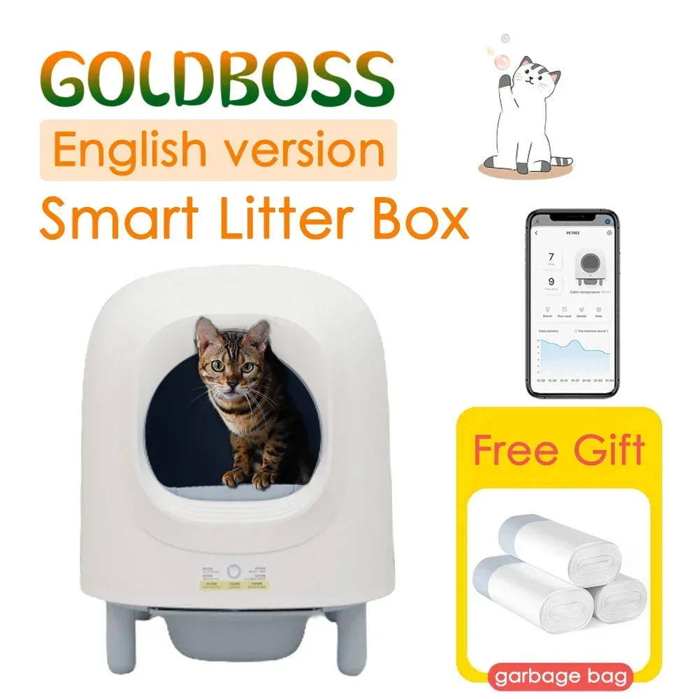AutomaticSmartCatLitterBoxAutoSelfCleaningSandboxWifiSupport