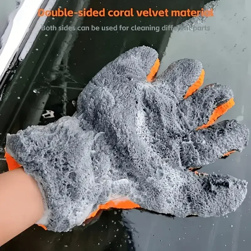 Microfiber Car Washing Gloves Soft Fleece Drying Cloth