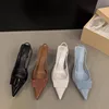 New Womens Leather Slippers High Heels Shoes Party Pumps Woman Summer Sandals Women High Heel Slingback Sandal Shoe 3