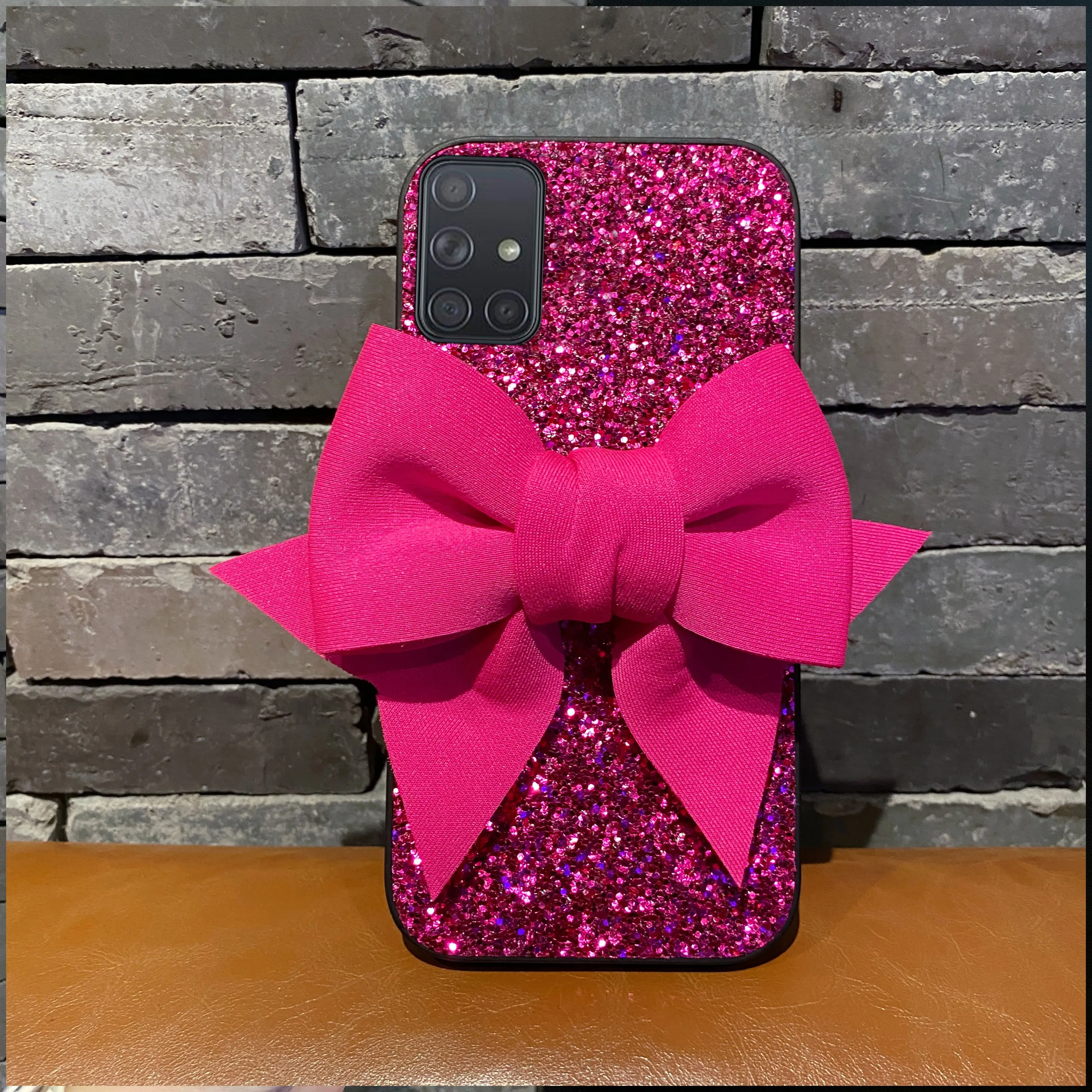 Luxury Rhinestone Bowknot Glitter Leather Fashion Phone Case - Cute Soft Cover