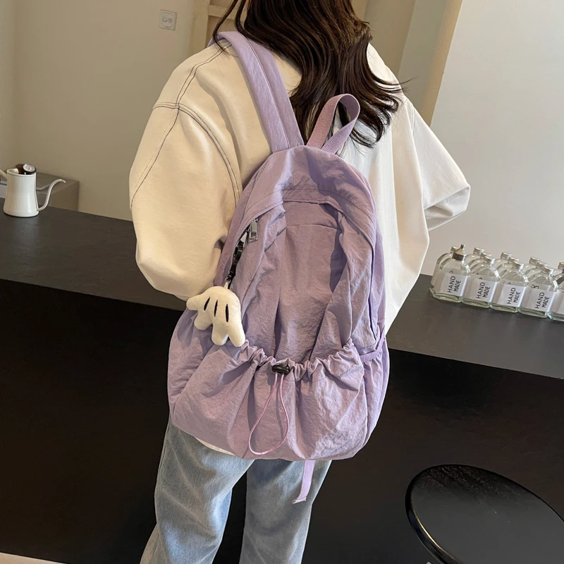 New Soft Nylon Cloth Bag Leisure Time Simplicity Schoolbag High-capacity Ultra Light Travel Motion Anti Splashing Water Knapsack 4