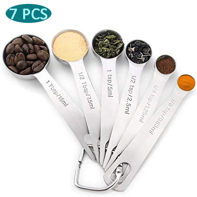 Stainless Steel Measuring Spoons Cups Set Spoons Measuring Tools with Bonus  Leveler Etched Markings Kitchen Gadgets