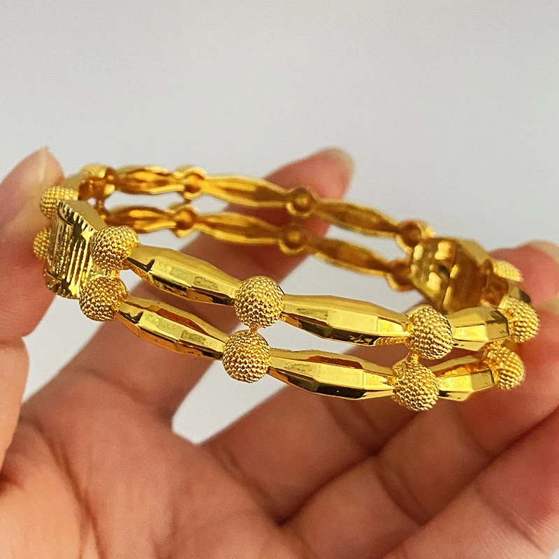 1pc Trendy Saudi Arabia Jewelry Dubai Bangles for Women 24K Gold