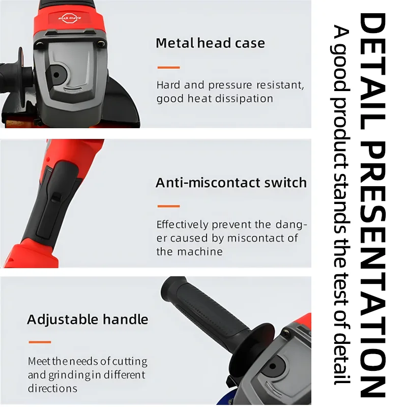 Milwaukee 125mm/100mm Brushless Angle Grinder 3 Gears Cordless Electric Polishing Variable Speed Cutting Machine 18V Power Tools 5