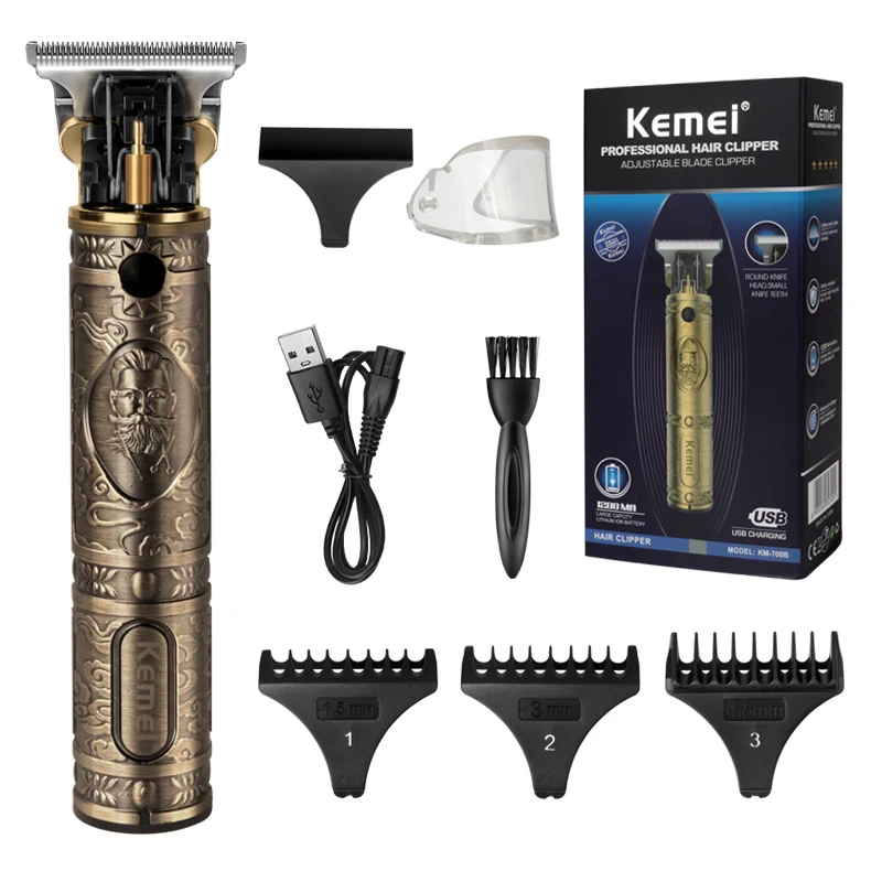 

Электрическая машинка для стрижки волос Kemei, Профессиональный парикмахерский триммер для резьбы, перезаряжаемая машинка для стрижки волос, мужской беспроводной триммер KM700B