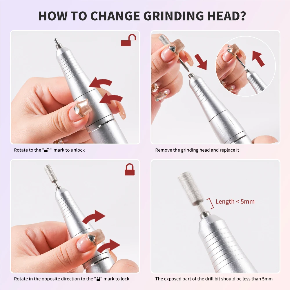 Nail Drill LIMEGIRL V4 45000RPM Electric Portable Rechargeable for Gel Nails Polish Manicure Tools