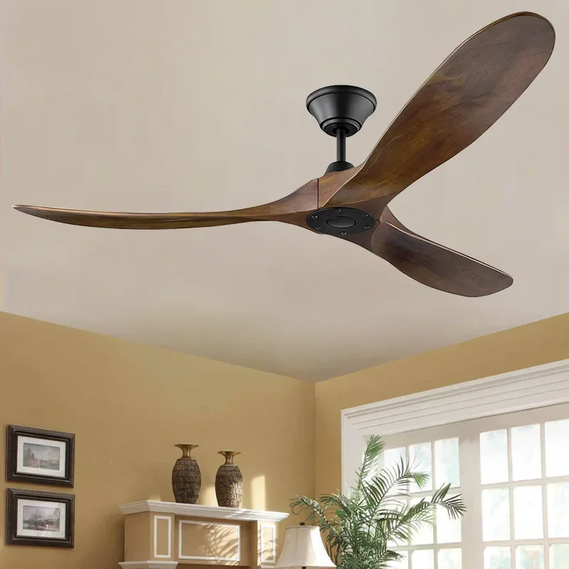 

Large Ceiling fan DC 88 Inch With No Light Remote Control Industrial Vintage Wooden Ventilator Decorative Blower Wood Retro Fans