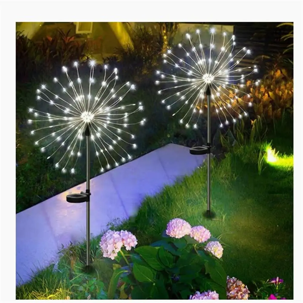 150led Solar Firework Lights 2 Modes Ip64 Waterproof Lamp For Outdoor Path Lawn Garden Courtyards Fences Walkways Wholesale outdoor solar lights 96 led flickering flame torch light bronze waterproof lawn lamp landscape lighting garden courtyards decor