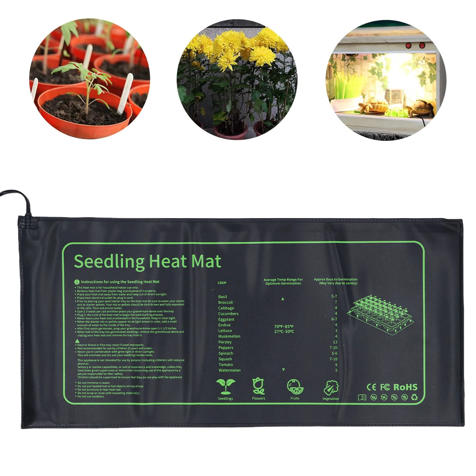 Plant Heat Mat - Warm Hydroponic Heating Pad for Greenhouse and Germination