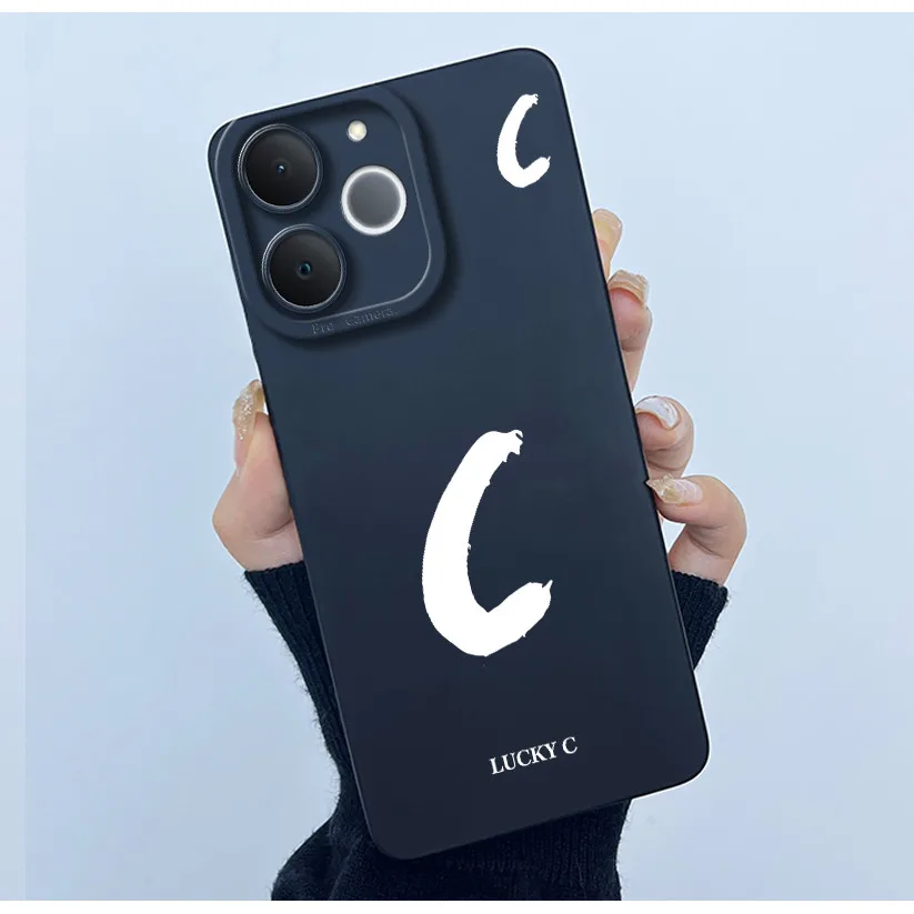 Cute Initial Letters Shockproof Soft Silicone Phone Case Cover Bumper