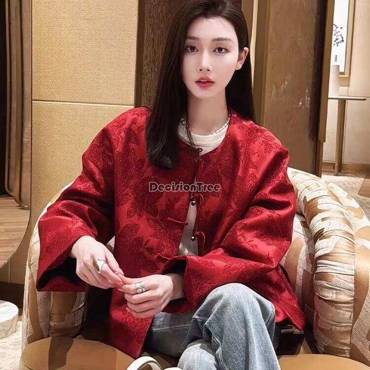 chinese festival lively atmosphere jacquard tang suit top vintage elegant improved modern coat fashionable lady party coat women chinese shirt