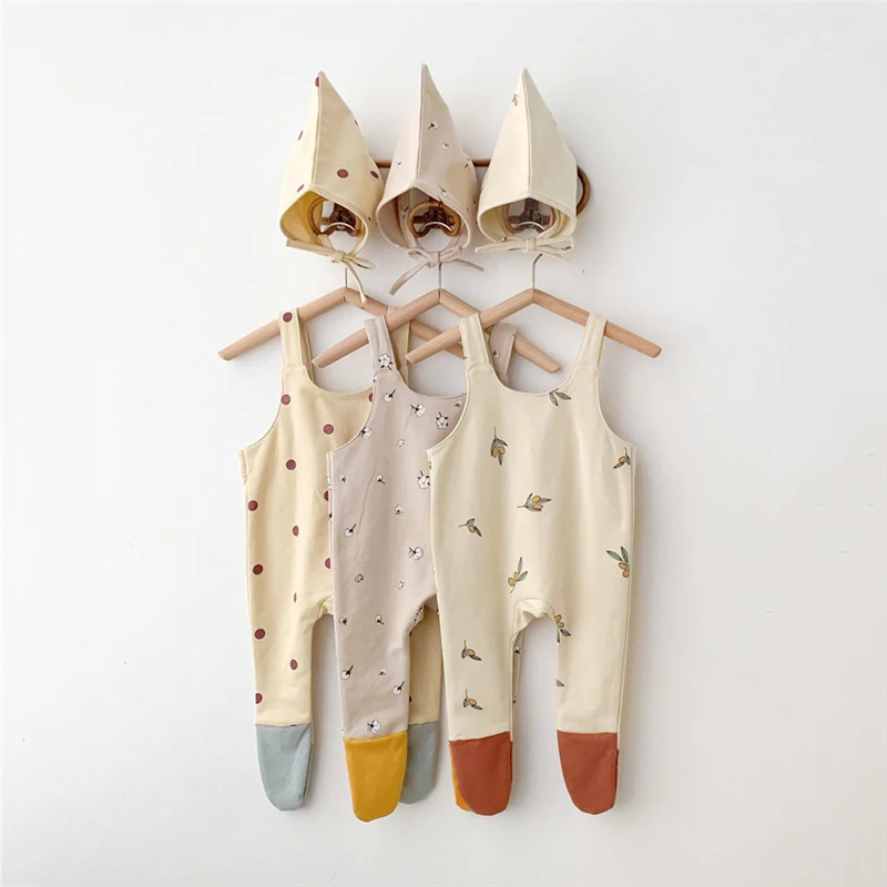 Baby Jumpsuit Baby Sleepwear 2Pcs Newborn Baby Boy Girl Clothes With Hat Spring Baby Footed Romper Cotton Girl Pajamas Infant Jumpsuit Outfits