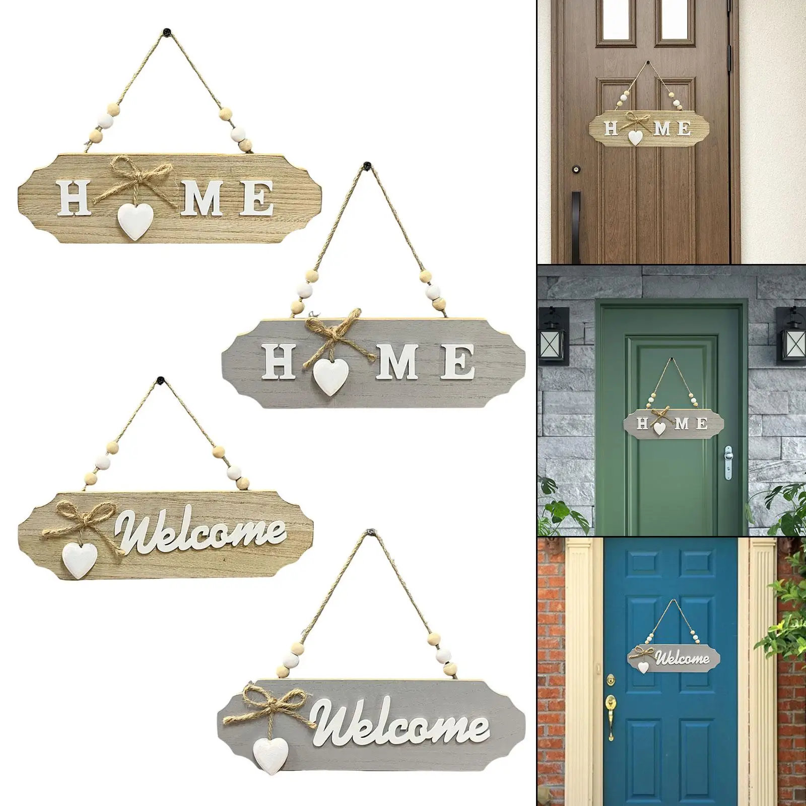 Wooden Hanging Door Sign Wood Hanging Plaque with Bowknot Decorative Wood Wall Art Sign for Yard Porch Home Rustic Farmhouse Wooden Hanging Door Sign Wood Hanging Plaque with Bowknot Decorative Wood Wall Art Sign for Yard Porch Home Rustic Farmhouse