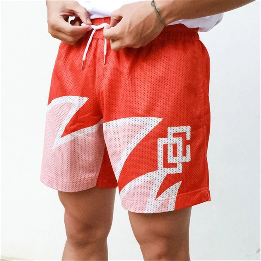 

Men's Mesh Sports Track Shorts Summer basketball Fitness Running Breathable Short Pants Loose Muscle Training bermuda masculina