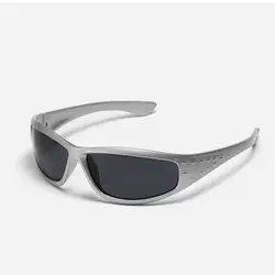 Futuristic Silver Hollow Sunglasses - Trendy Unisex Fashion Accessory (Matte Silver B)