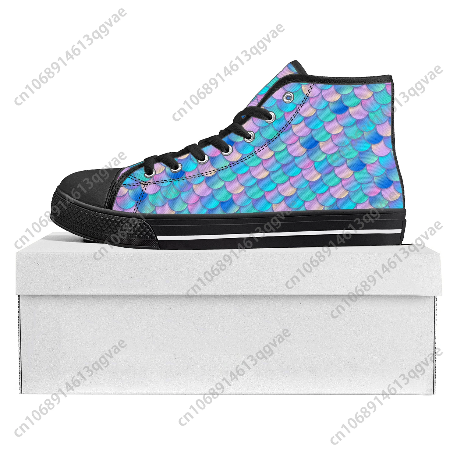 Fish Scales Colorful High Top High Quality Sneakers Mens Womens Teenager Canvas Sneaker Custom Made Shoe Casual Couple Shoes