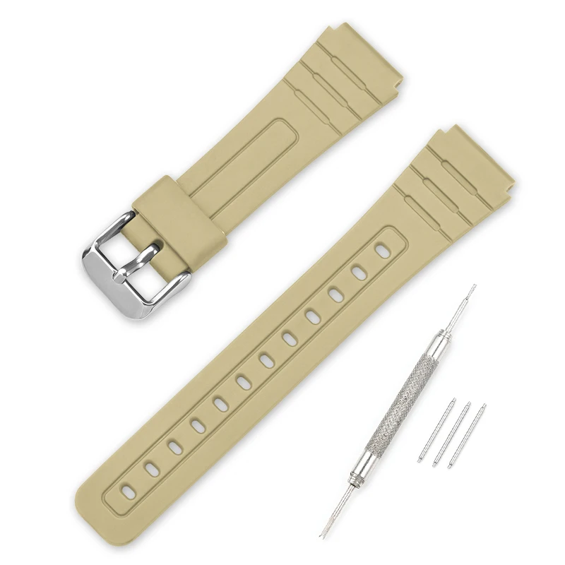 Sport Waterproof Resin Strap with Stainless Steel Buckle, 18mm TPU Replacement Watch Band