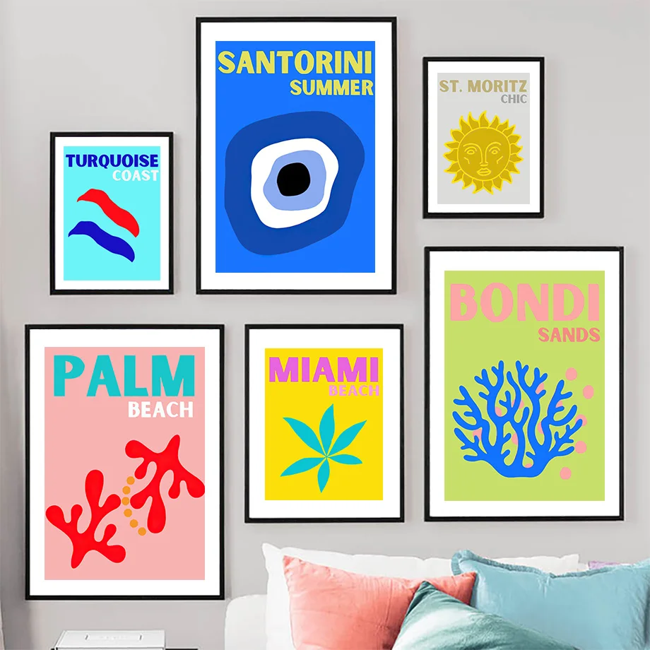 

Plant Evil Eye Coral Abstract Wall Art Canvas Painting Nordic Posters And Prints Wall Pictures For Living Room Decor