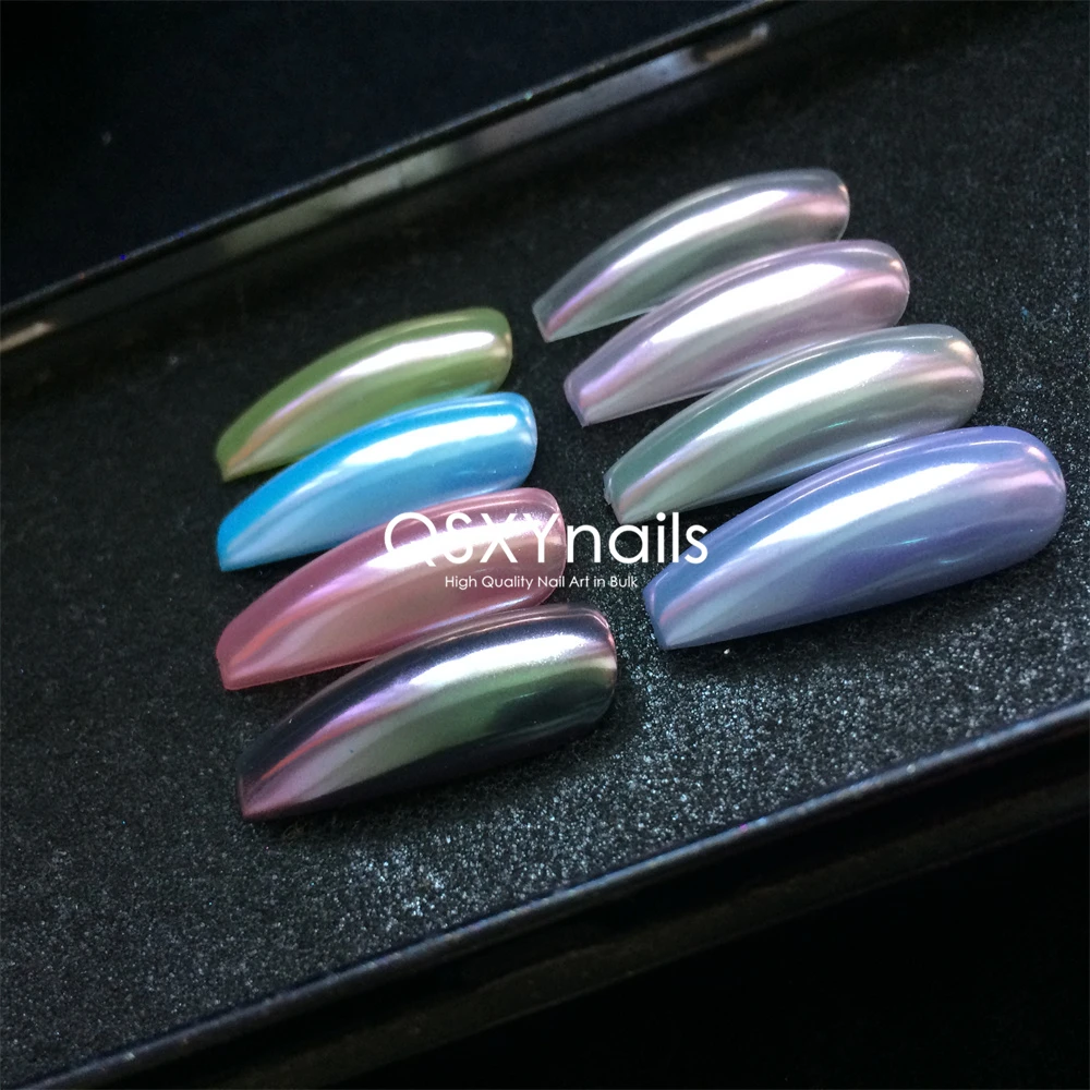 0.5g Fantastic Purplish Red Amaranth & Green Aurora Chrome Mirror Powder Nail Art Smooth Rubbing Pigment Glitter for Gel Polish